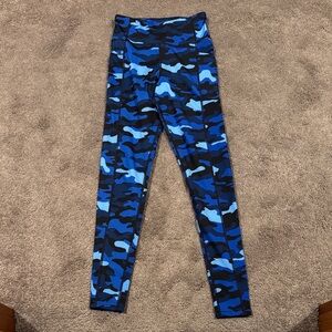 Love & Sports Blue/Black Camouflage Leggings SIZE XS